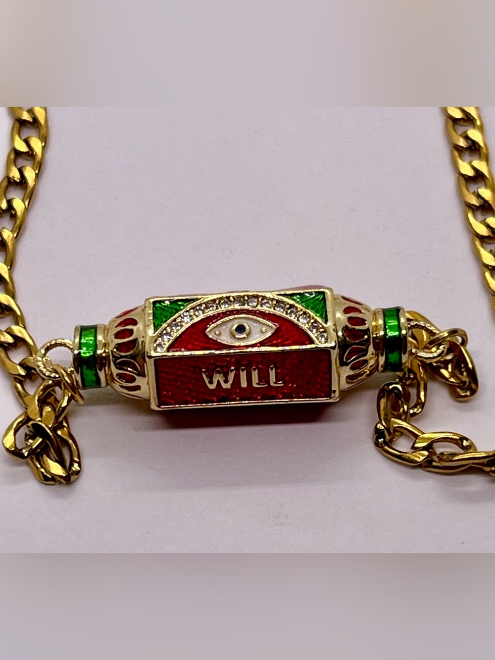 Evil Eye Enamel Amulet Pendant Necklace - Protection, Will - Internal Strength
